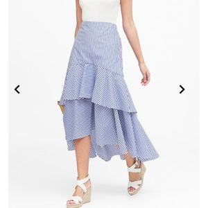 Banana Republic Stripe Poplin High-Low Skirt